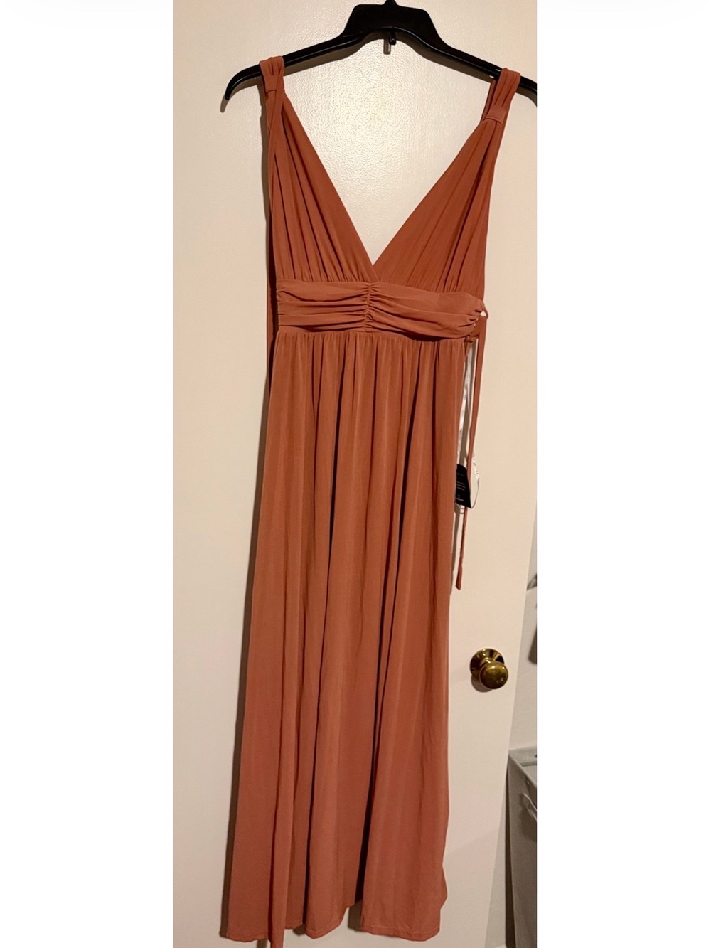 Lulu's Burnt Clay V-Neck Maxi Dress